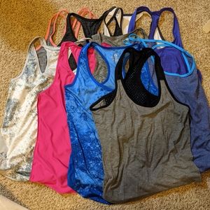 Bundle of 10 racer back workout shirts tank tops